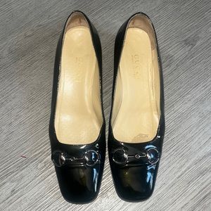 Gucci Patent Leather Kitten Heel Flats.